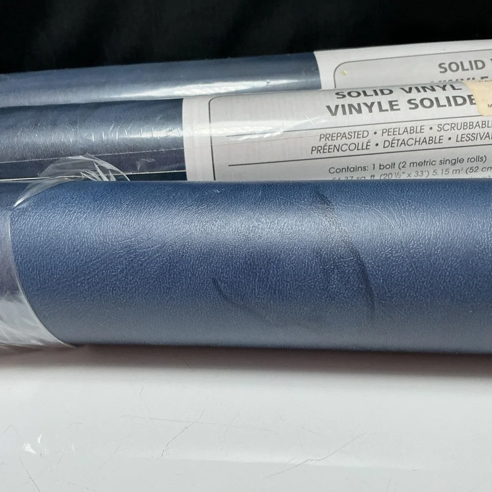 Warner Wallpaper GFB571 Solid Vinyl Blue Textured Lot of 3 Rolls 169 Sq Ft
